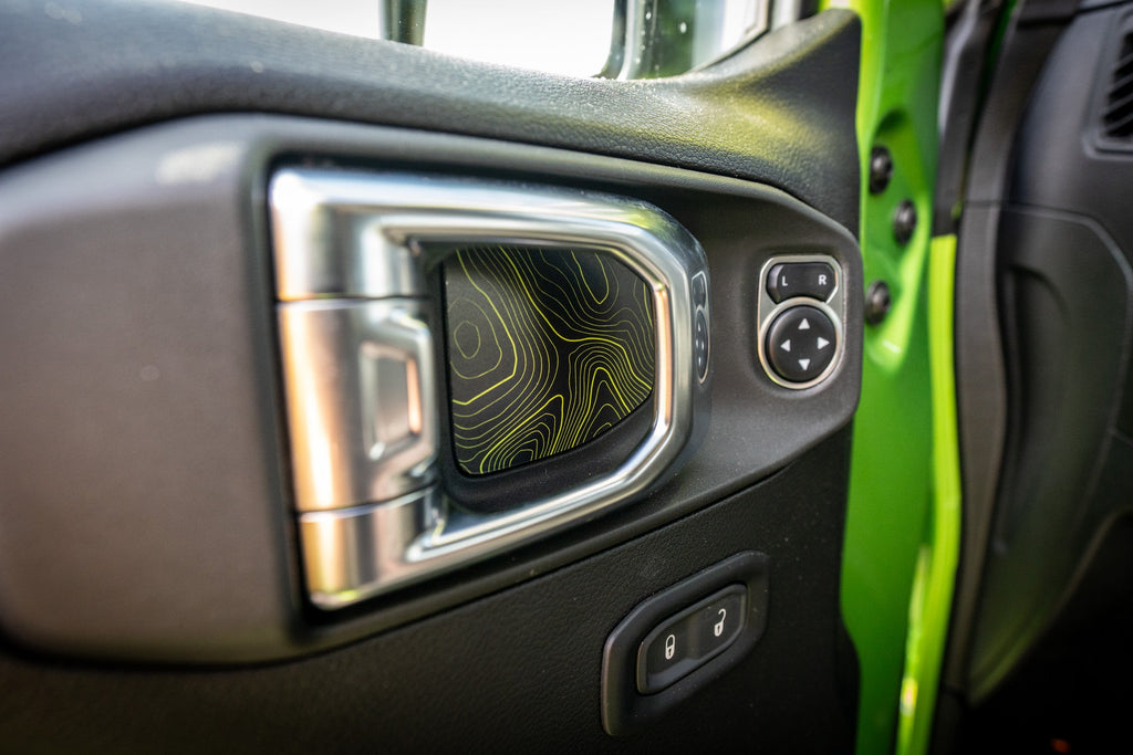 Topographic Map Interior Door Cup Overlays - 2018+ Wrangler JL / Gladiator JT
