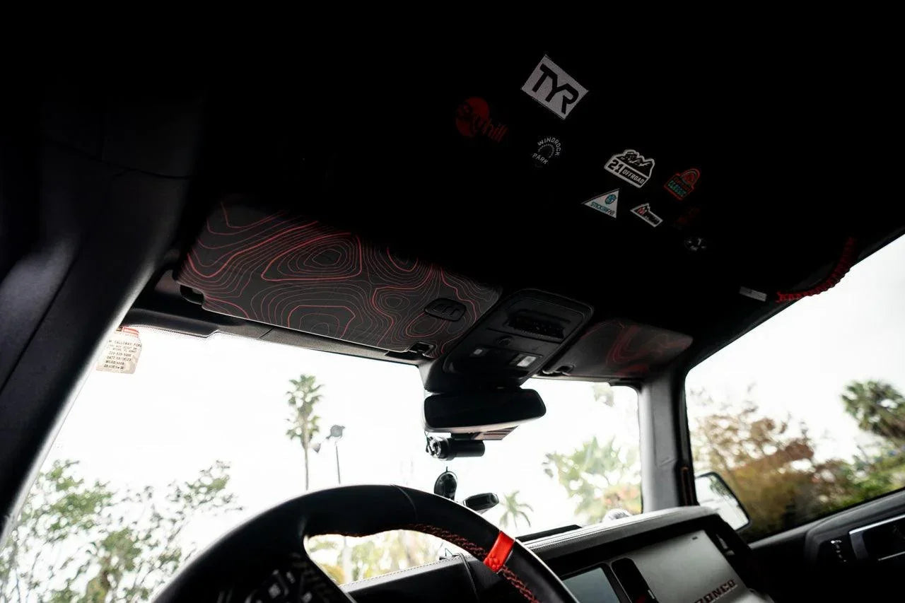 Topographic Interior Sun Visor Overlays - 2024+ Ranger Raptor (with Homelink)