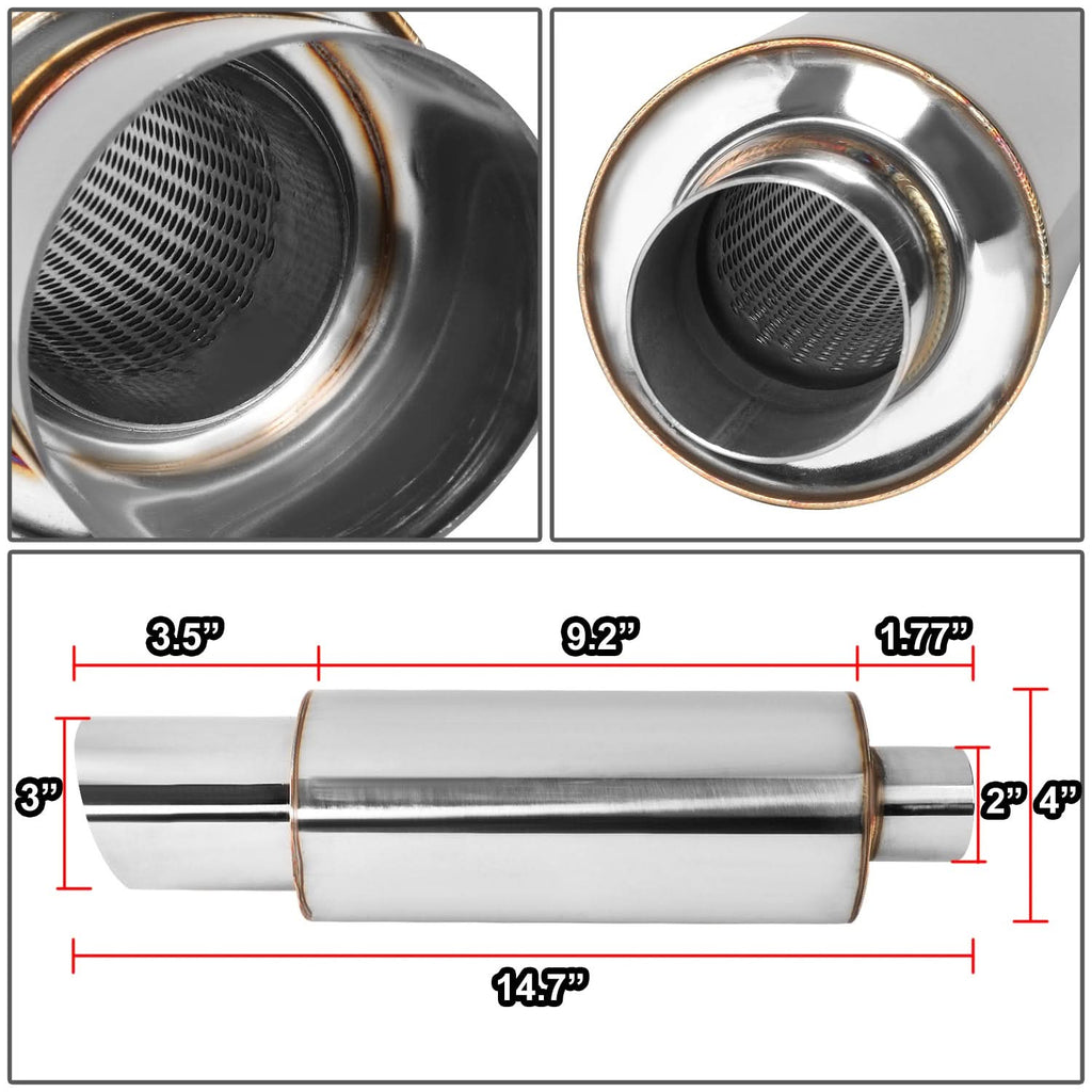 Universal 3.0" Tip Performance Exhaust Muffler 14.7" Length