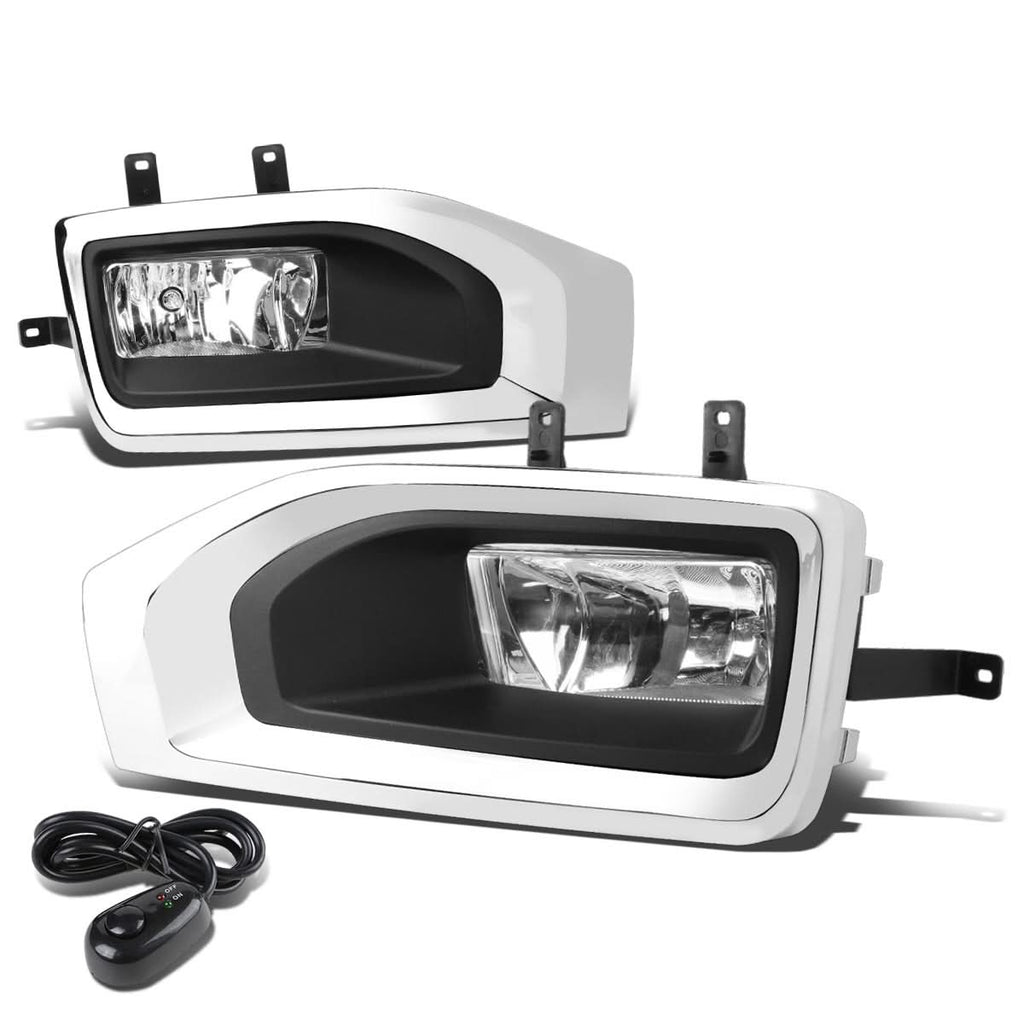 15-18 GMC Yukon Fog Lights w/ Switch & Bezel Chrome Clear