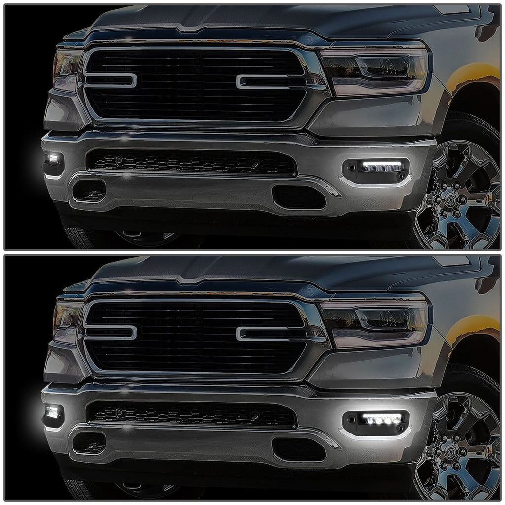 2019-2022 RAM 1500 LED DRL Fog Lights Chrome Clear