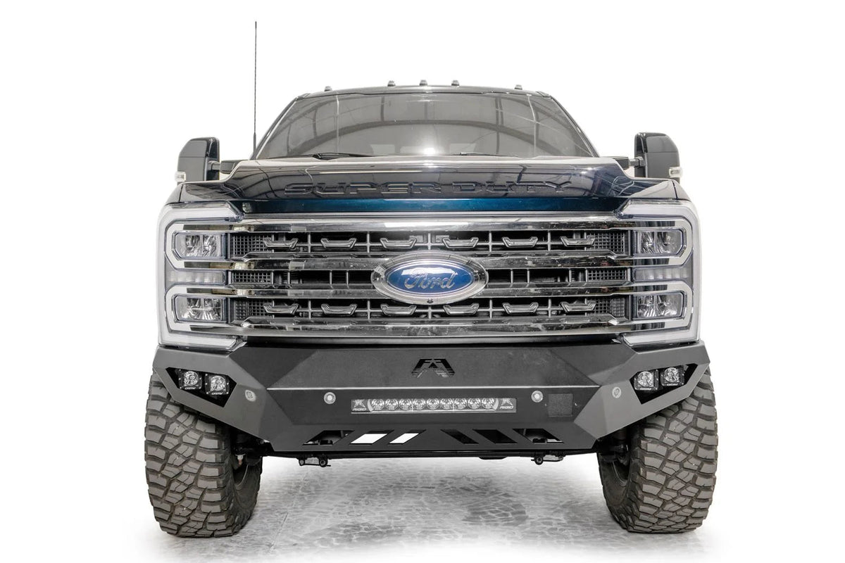 Fab Fours FS23-V5951-1 2023-2026 F-250-F-350 / No Guard / Powder Coat bumper; optional installed accessories shown