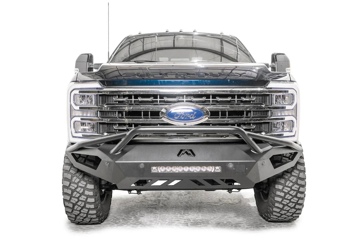 Fab Fours FS23-V5952-1 2023-2026 F-250-F-350 / Pre-Runner Guard / Powder Coat bumper; optional installed accessories shown