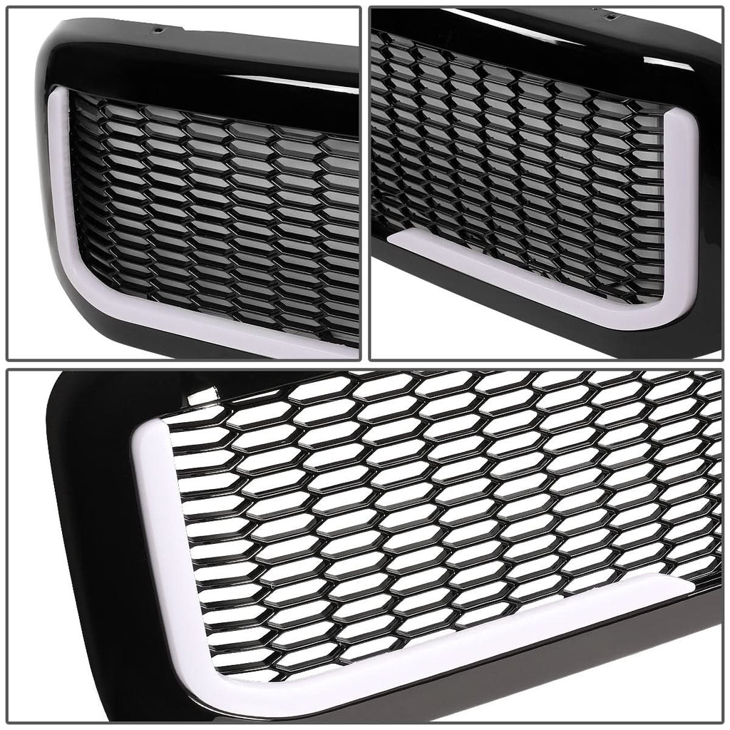 99-04 Ford F-250 F-350 F-450 F-550 Honeycomb Mesh Grille w/ LED DRL