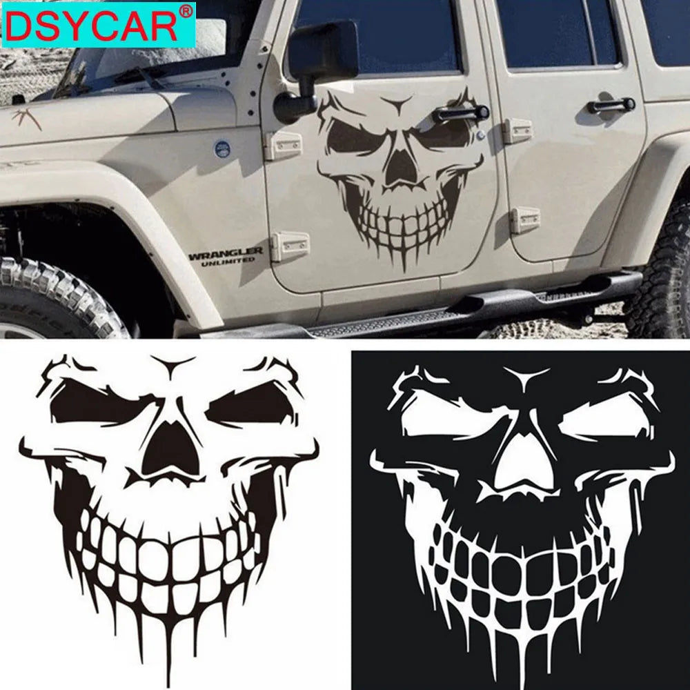 Large Reflective Skull Head Car Decal | 23.2" x 20.9" Vinyl Sticker for Cars, Trucks & Bikes