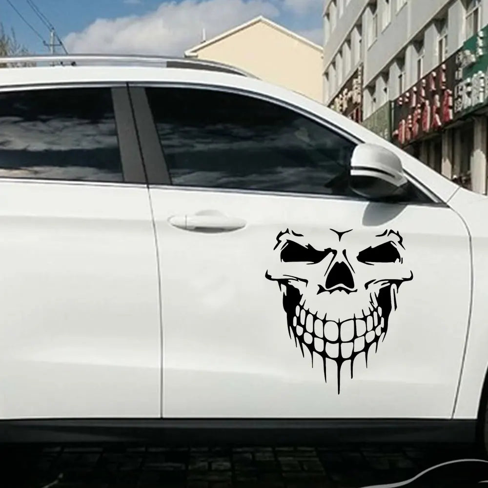 Large Reflective Skull Head Car Decal | 23.2" x 20.9" Vinyl Sticker for Cars, Trucks & Bikes