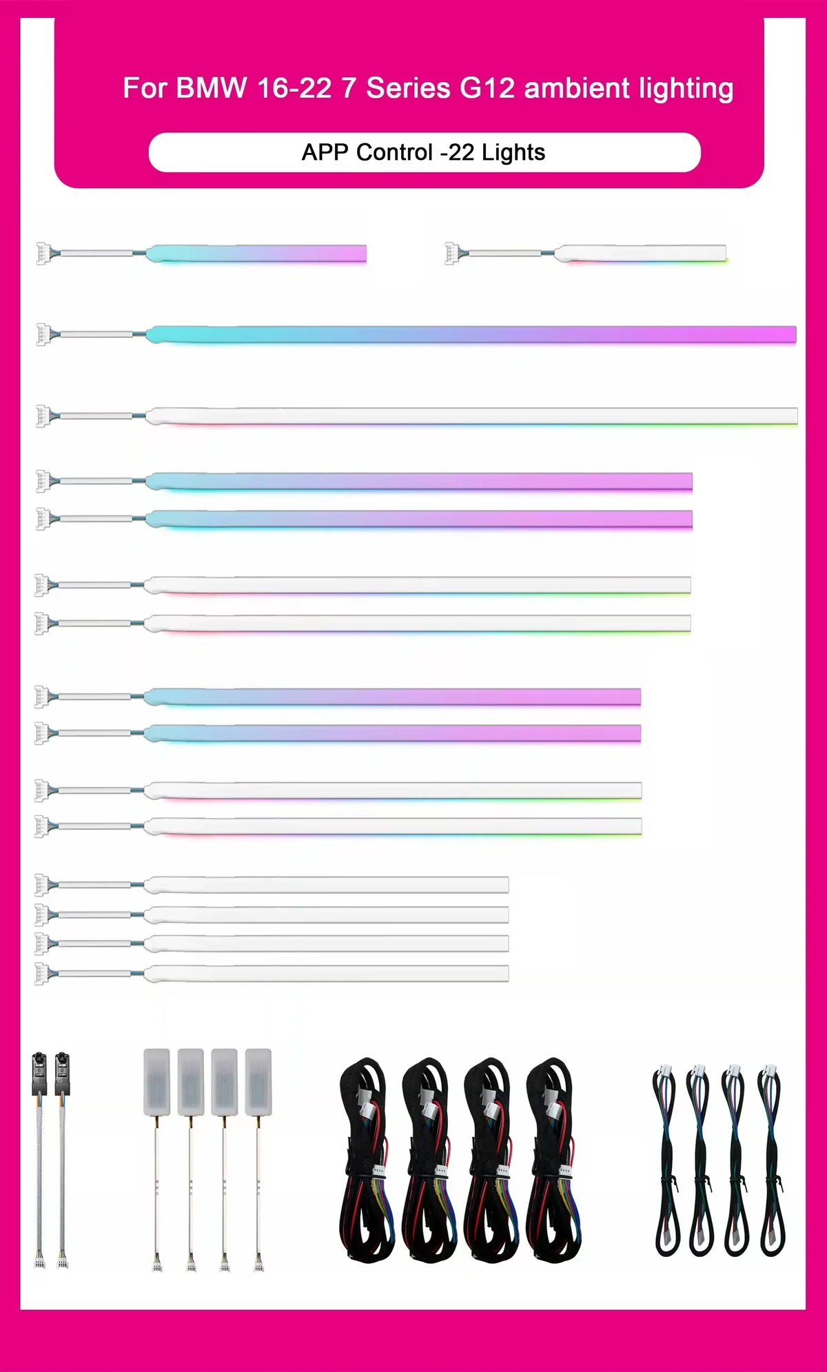 BMW 7 Series G11 / G12 Interior 64-Color Galaxy Style LED Ambient Light Kit 2015 - 2022
