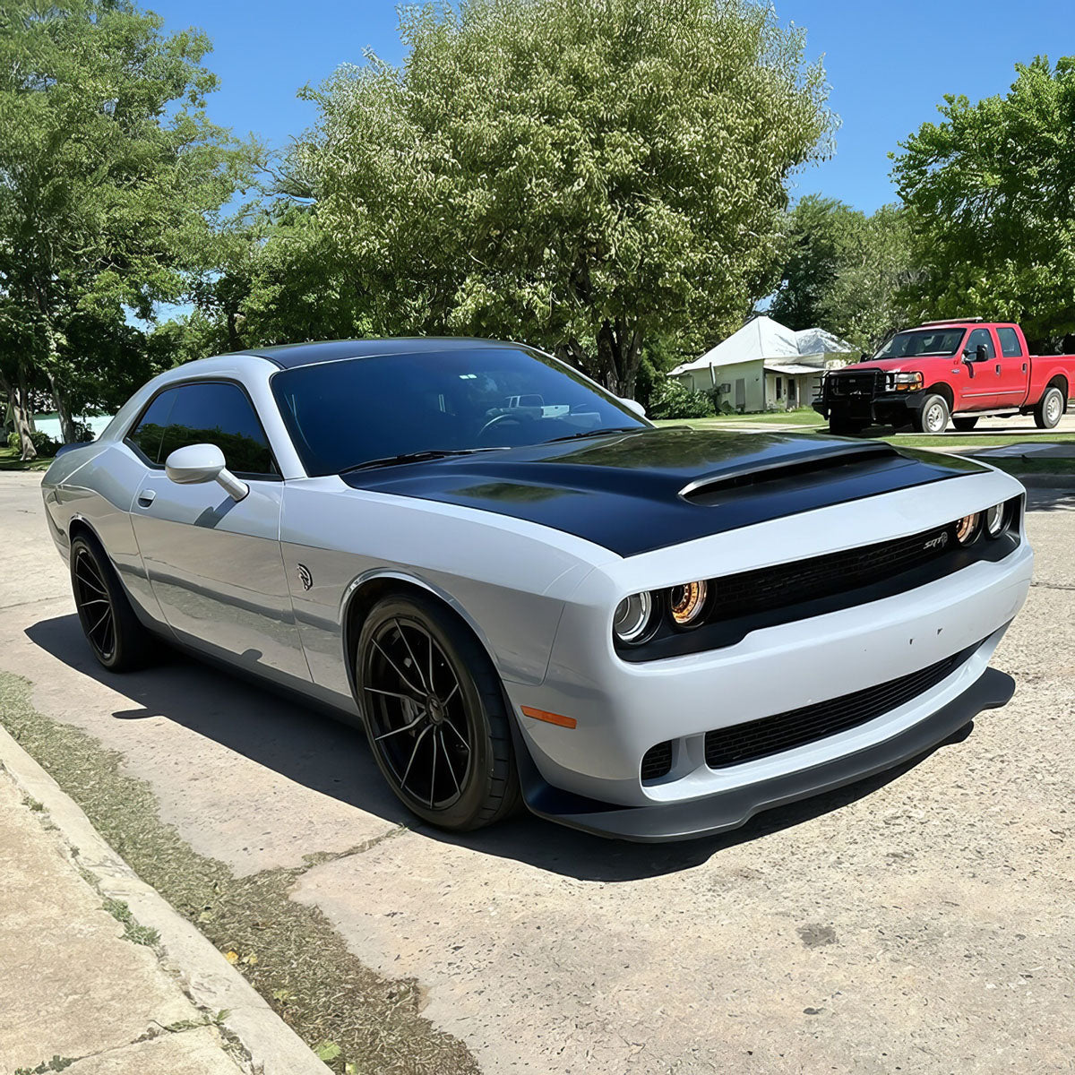 2008-2023 Dodge Challenger Hood Demon Style Aluminum Black Car Hood