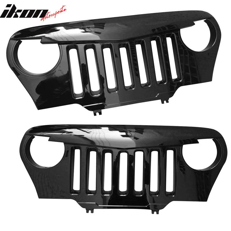 1997-2006 Jeep Wrangler TJ V1 Angry Bird Style Grille Gloss Black ABS