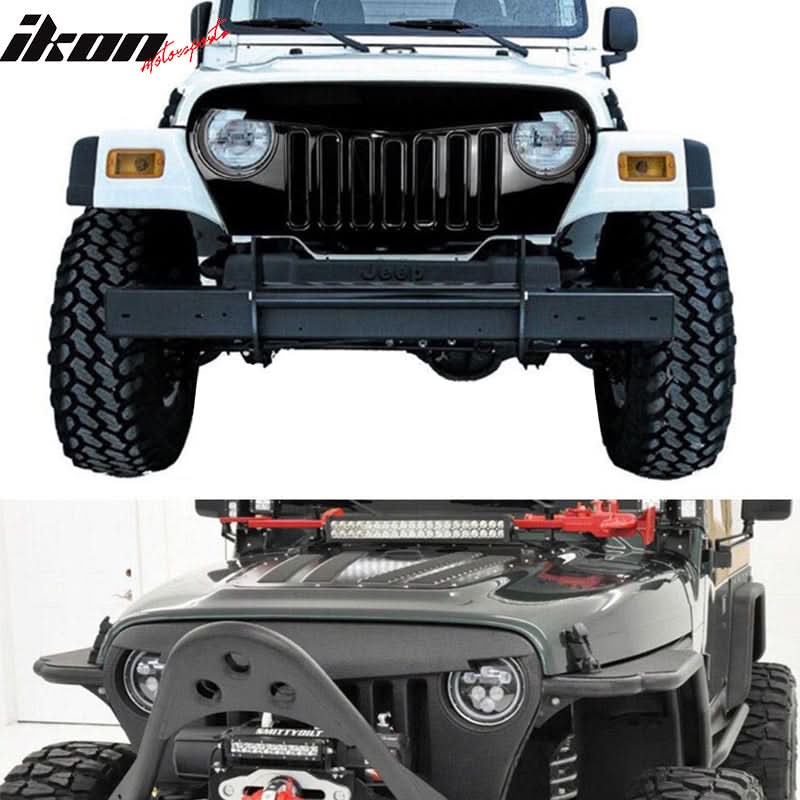 1997-2006 Jeep Wrangler TJ V1 Black Angry Bird Front Hood Grille ABS