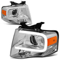 2007-2014 Ford Expedition 3D LED DRL Projector Headlights Chrome