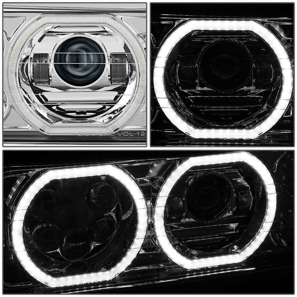 2018-2023 Volvo VNL/VNR White Halo Ring Chrome Headlights