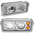 2018-2023 Volvo VNL/VNR White Halo Ring Chrome Headlights