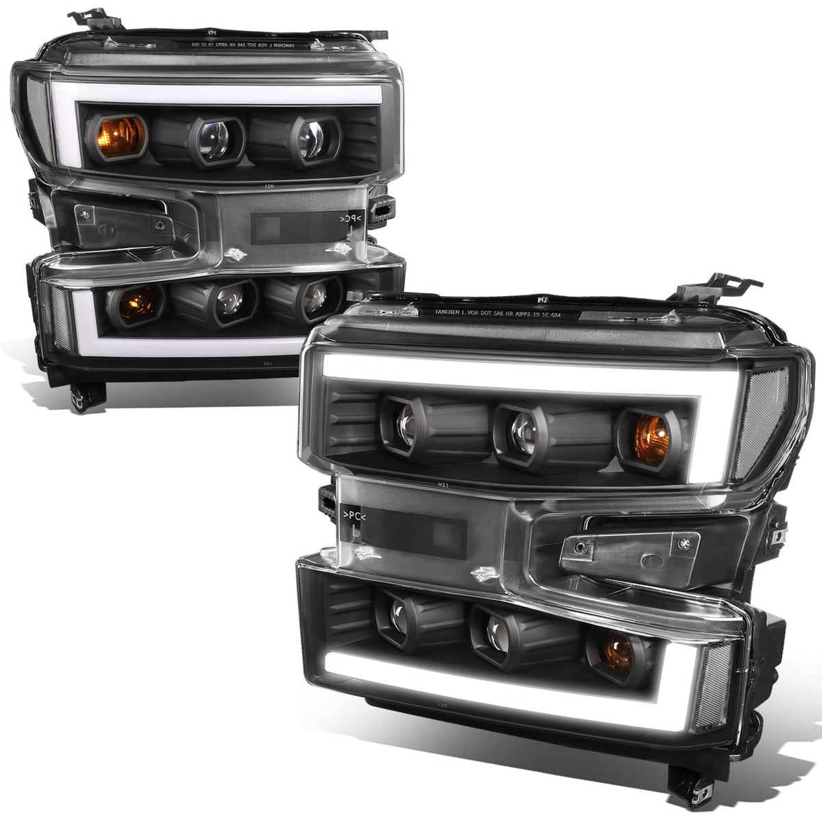 2019-2022 Chevrolet Silverado 1500 LED DRL Quad Projector Headlights