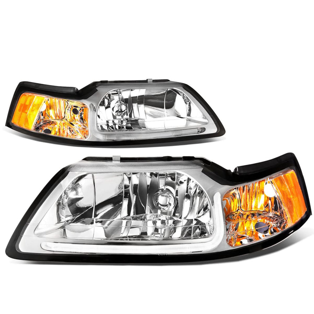 99-04 Ford Mustang LED DRL Headlights Chrome Housing