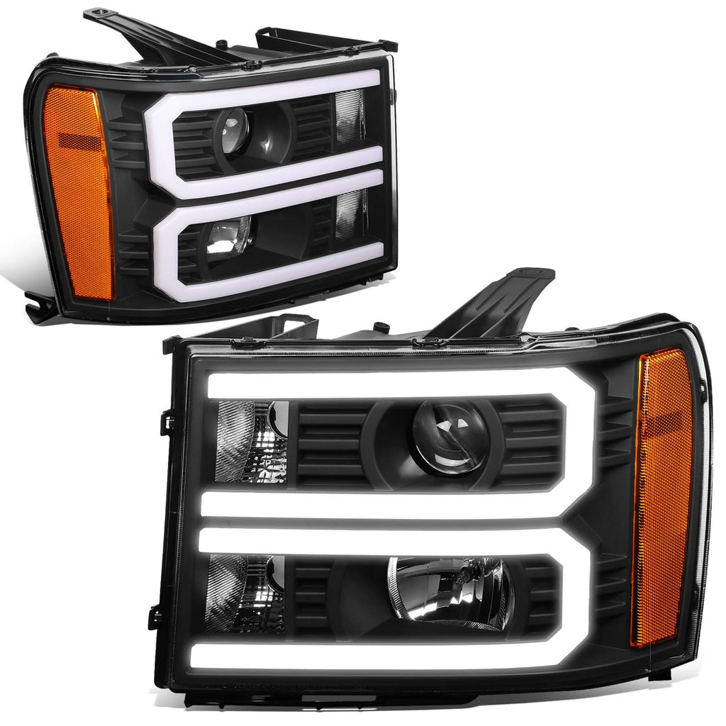 07-13 GMC Sierra 1500 / 07-14 Sierra 2500 3500 Dual U-Bar LED DRL Headlights