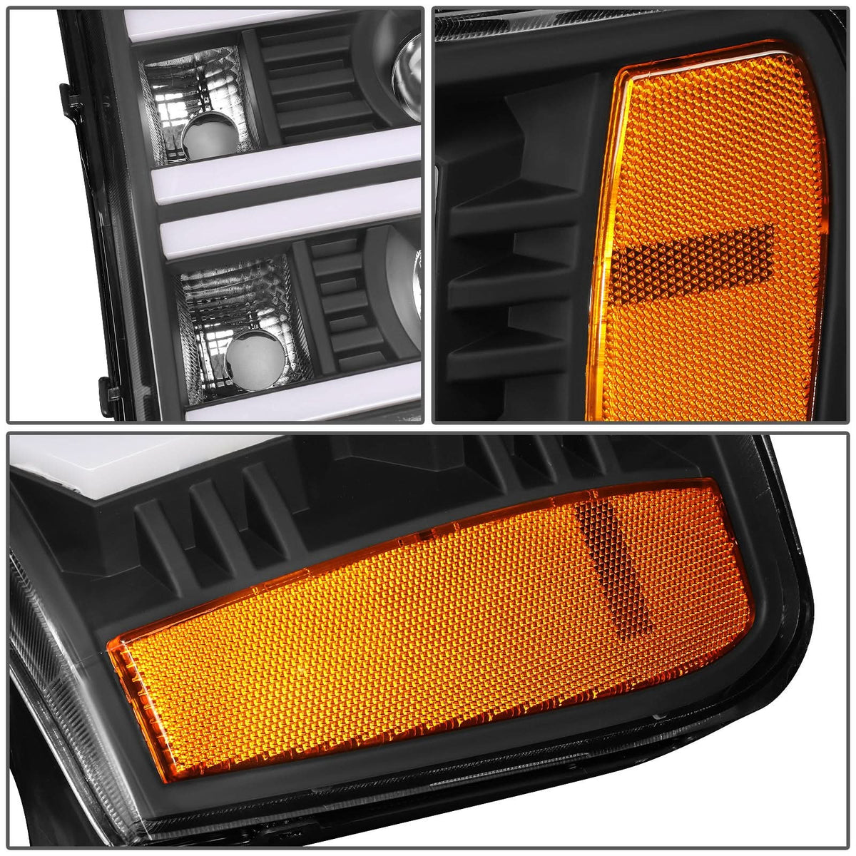 07-13 GMC Sierra 1500 / 07-14 Sierra 2500 3500 Dual U-Bar LED DRL Headlights