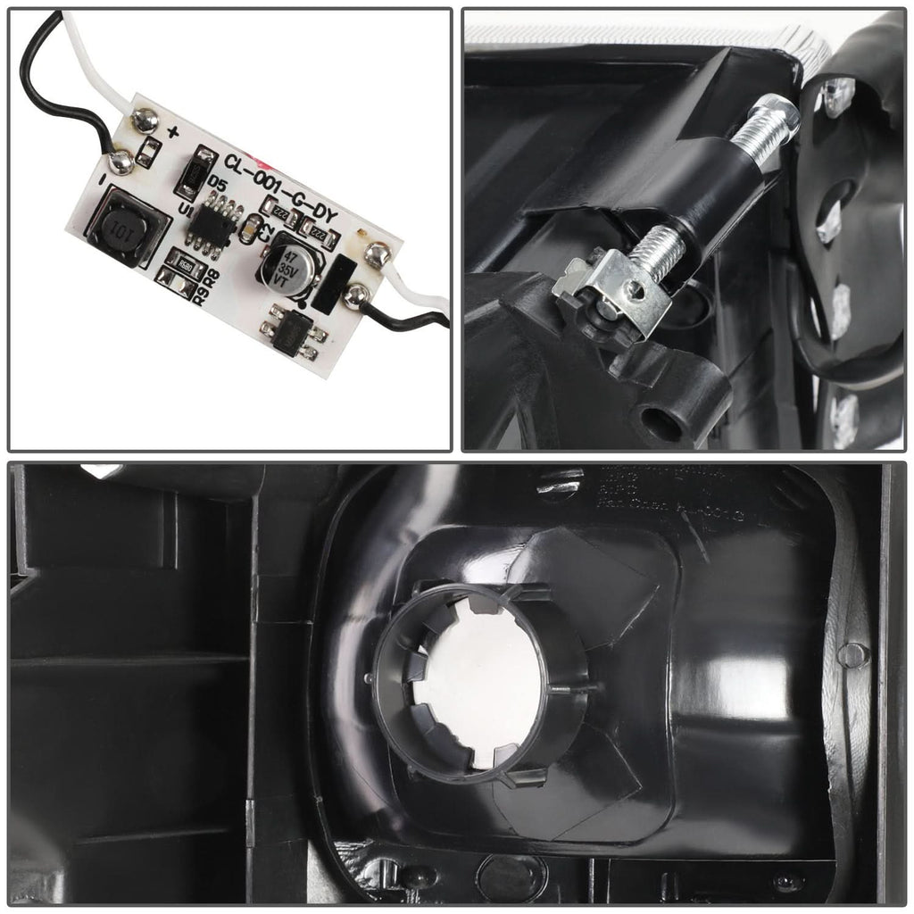94-02 Dodge Ram LED DRL Headlights - Black Housing Amber Corner