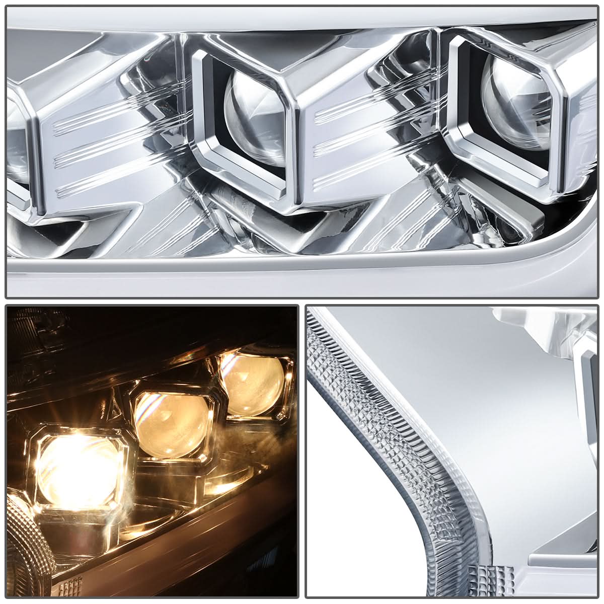 2019-2023 Ford Ranger LED DRL Headlights - Chrome Housing Clear Corner