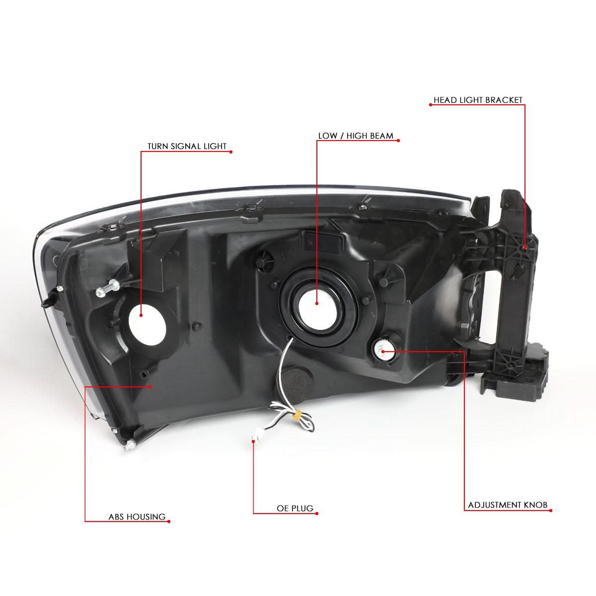 06-09 Dodge Ram LED DRL Headlights Black Housing Clear Corner