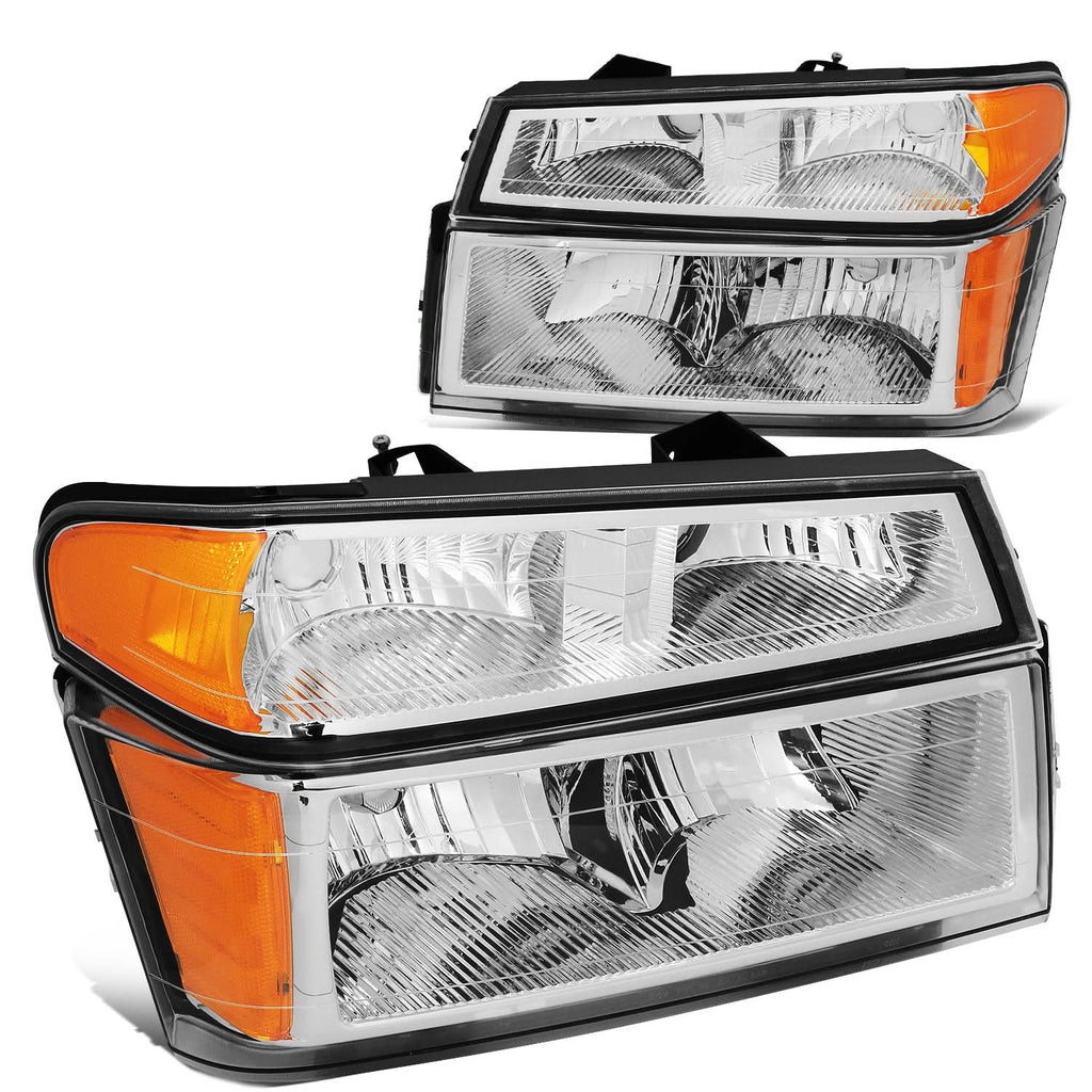 04-12 Chevy Colorado Chrome Headlights w/ Amber Corner 4PC Set
