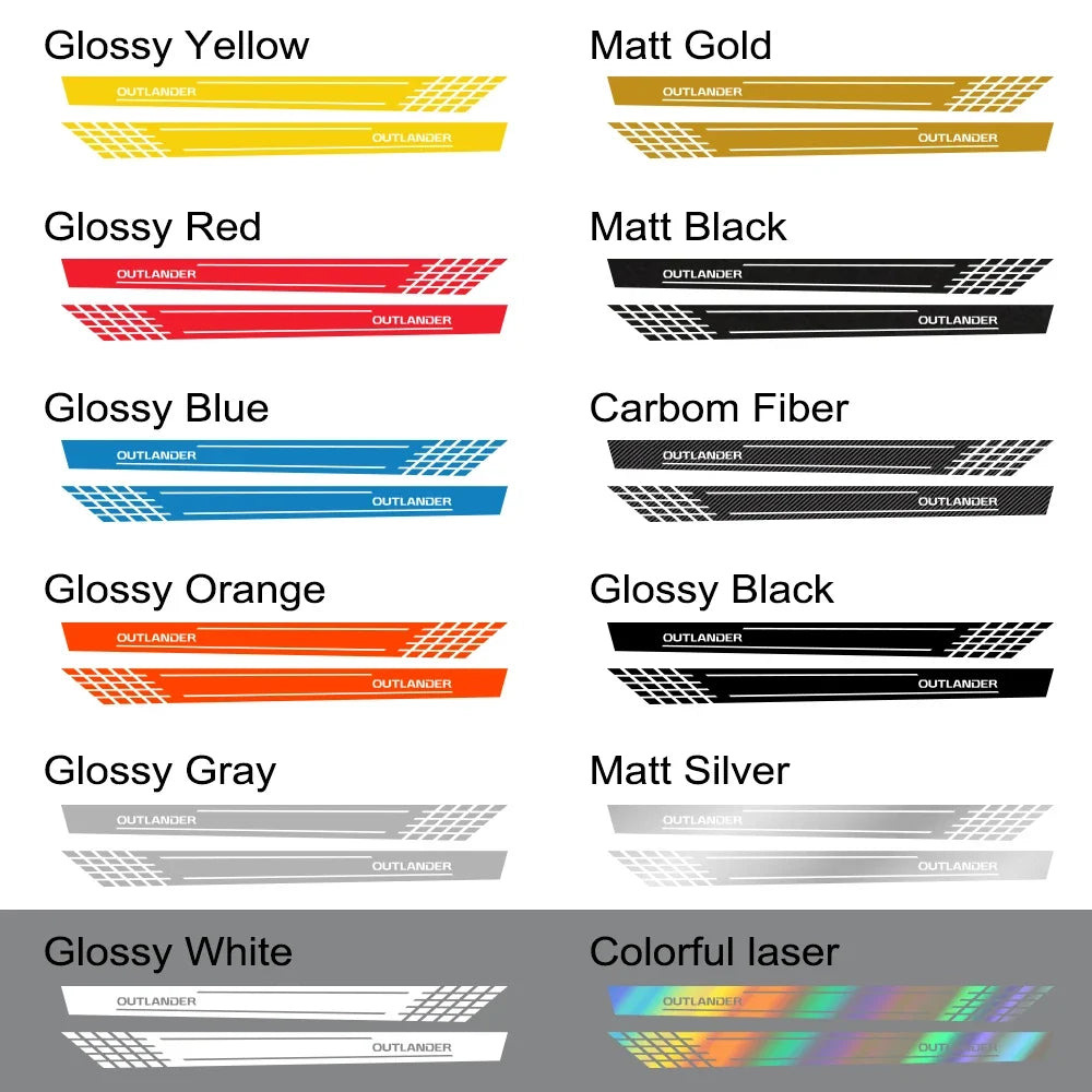 Door Side Skirt Stripe Decal for Mitsubishi Outlander | 2-Piece Vinyl Sticker Kit