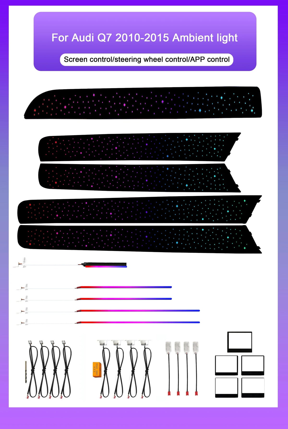 Audi Q7 Interior 64-Color Symphony LED Ambient Light Kit 2006 - 2015
