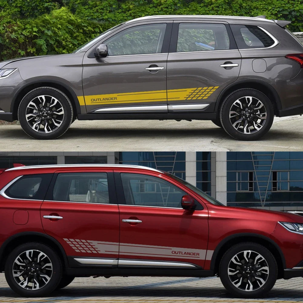 Door Side Skirt Stripe Decal for Mitsubishi Outlander | 2-Piece Vinyl Sticker Kit