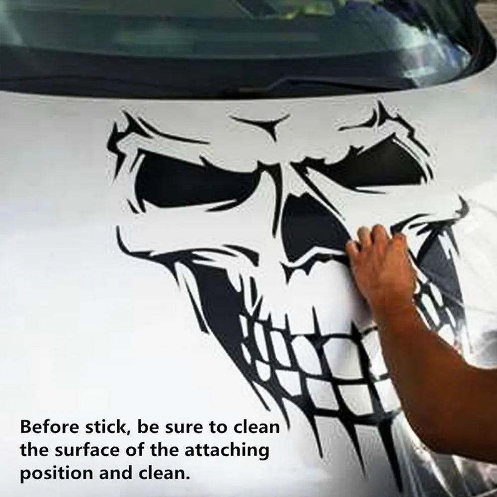 Large Reflective Skull Head Car Decal | 23.2" x 20.9" Vinyl Sticker for Cars, Trucks & Bikes