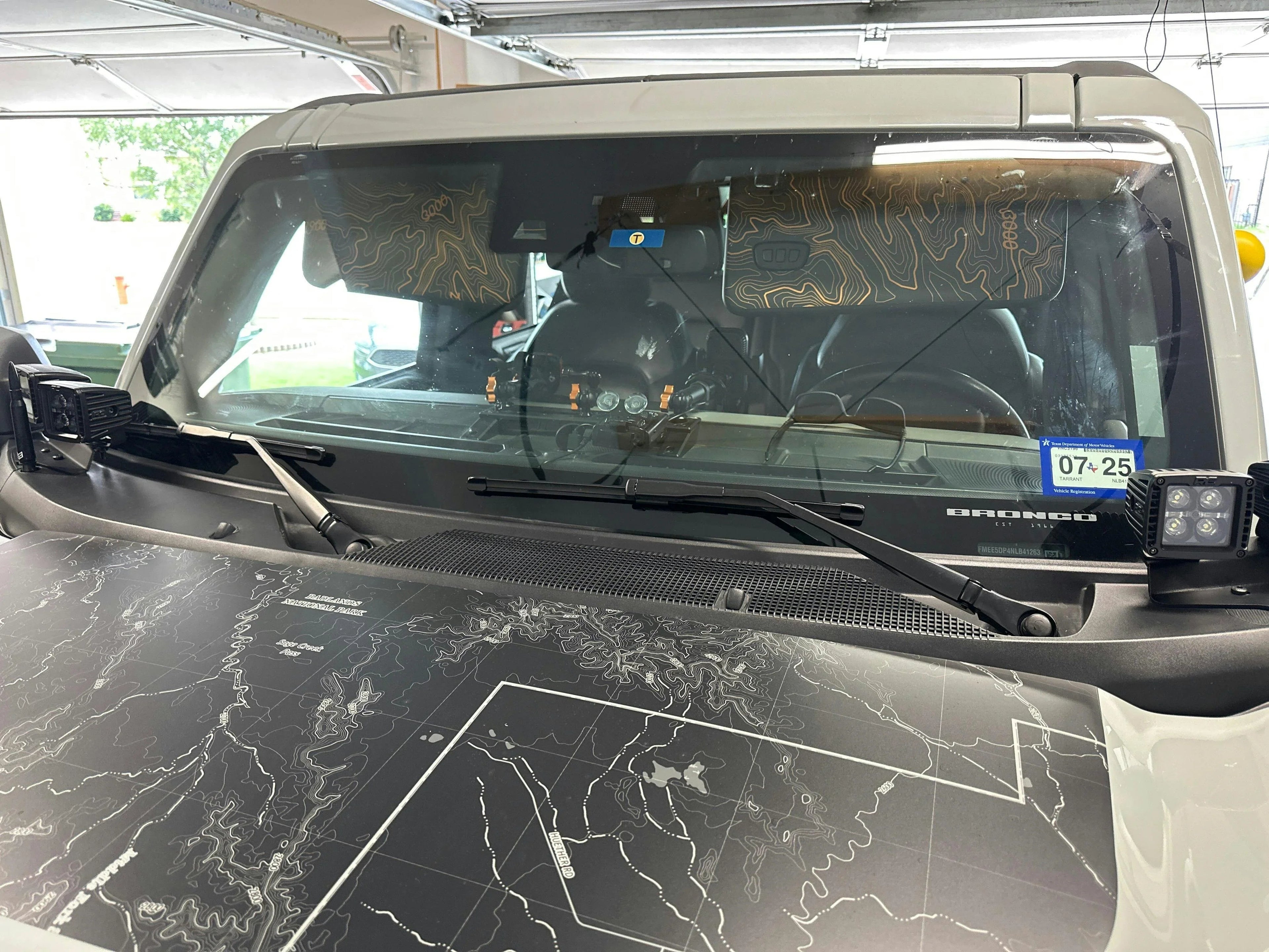 Stealth Black Badlands Topographic Map Hood Overlay (Printed Series) - 2021+ Bronco