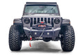Fab Fours JL18-B4751-1 No-Guard Stubby front bumper; winch, lights and vehicle accessories shown are separate items