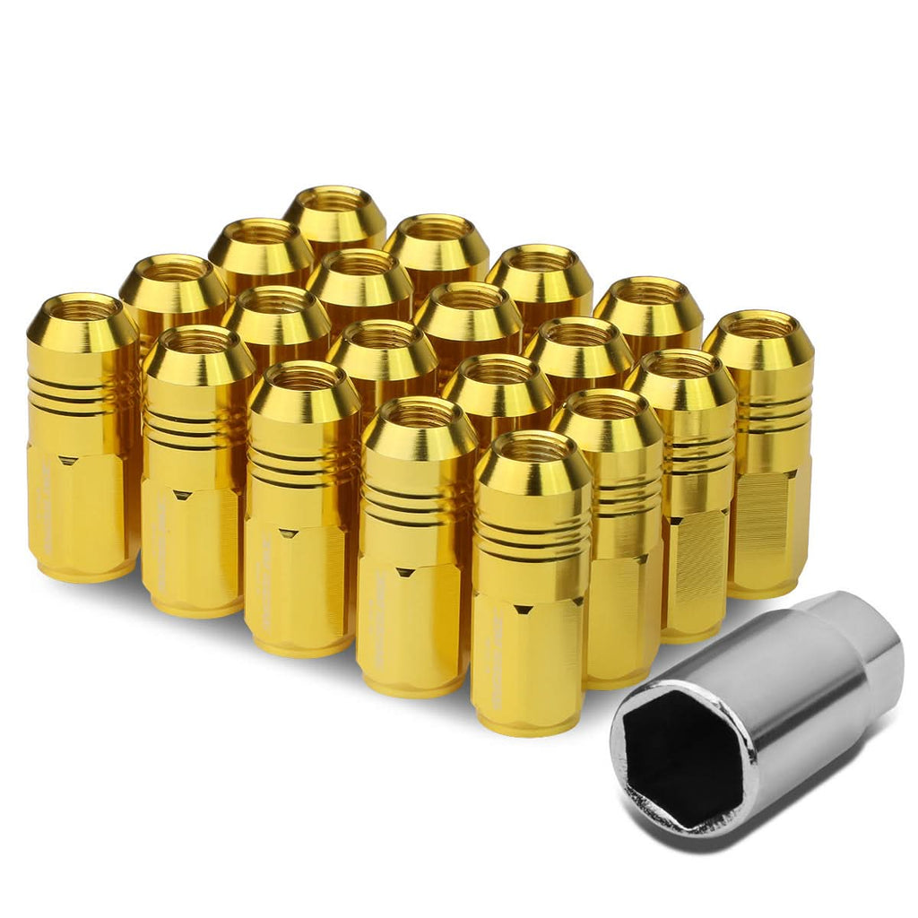 M12 x 1.25 Extended Grooved Shank Lug Nuts 20pc Set Aluminum
