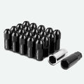 M12 x 1.25 Aluminum Lug Nuts 20pc Set Extended Black Acorn