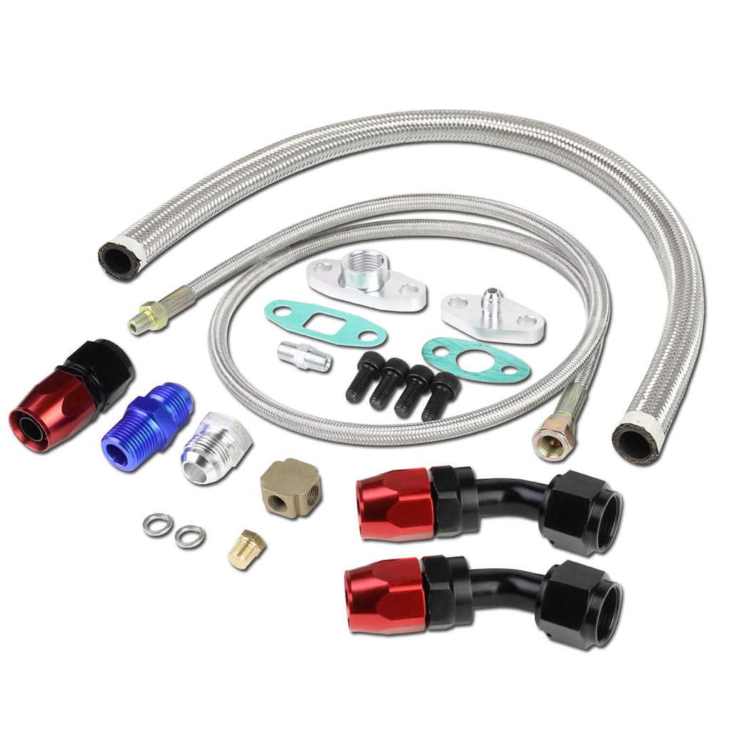 Oil Feed Lines Kit Stainless Steel 40" with 10AN Return Drain Line
