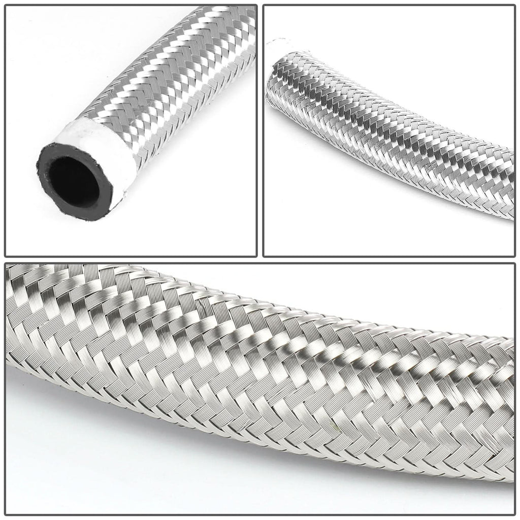 Oil Feed Lines Kit Stainless Steel 40" with 10AN Return Drain Line