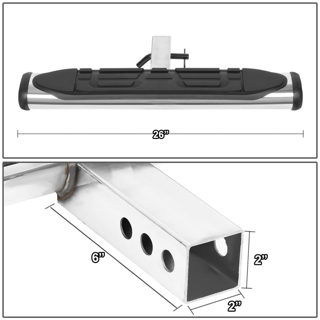 Universal Trailer Hitch Step Bar 26" x 4" Silver - Fits 2" Receivers