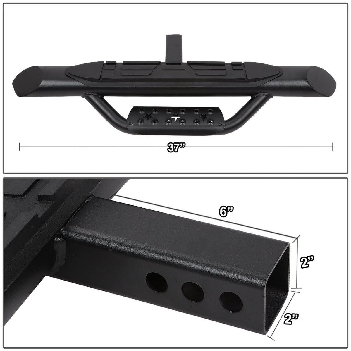 Universal Trailer Hitch Step Bar 36.5" Black 2" Receiver Mount