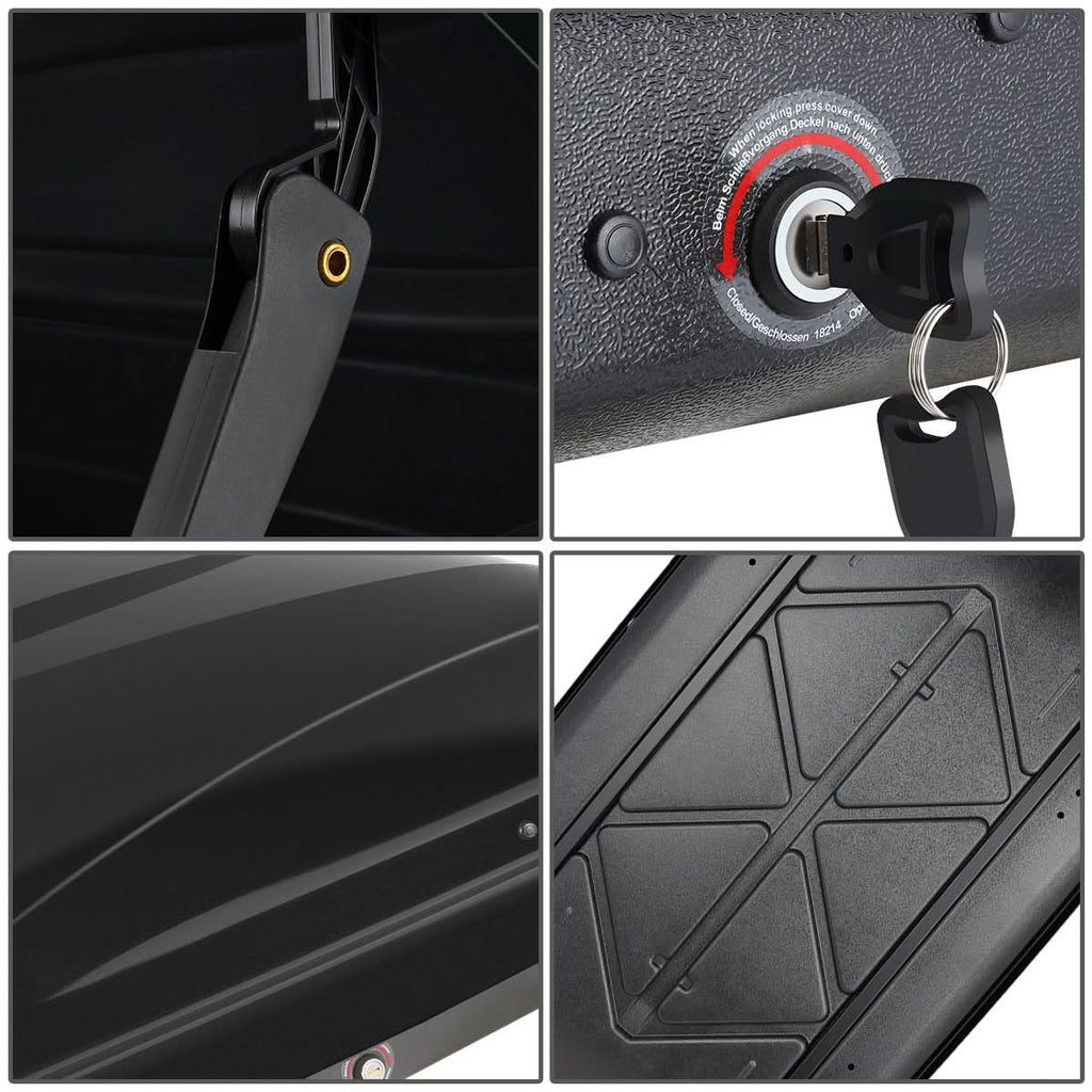 Universal Roof Rack Cargo Box 330L 133cm - Glossy Black
