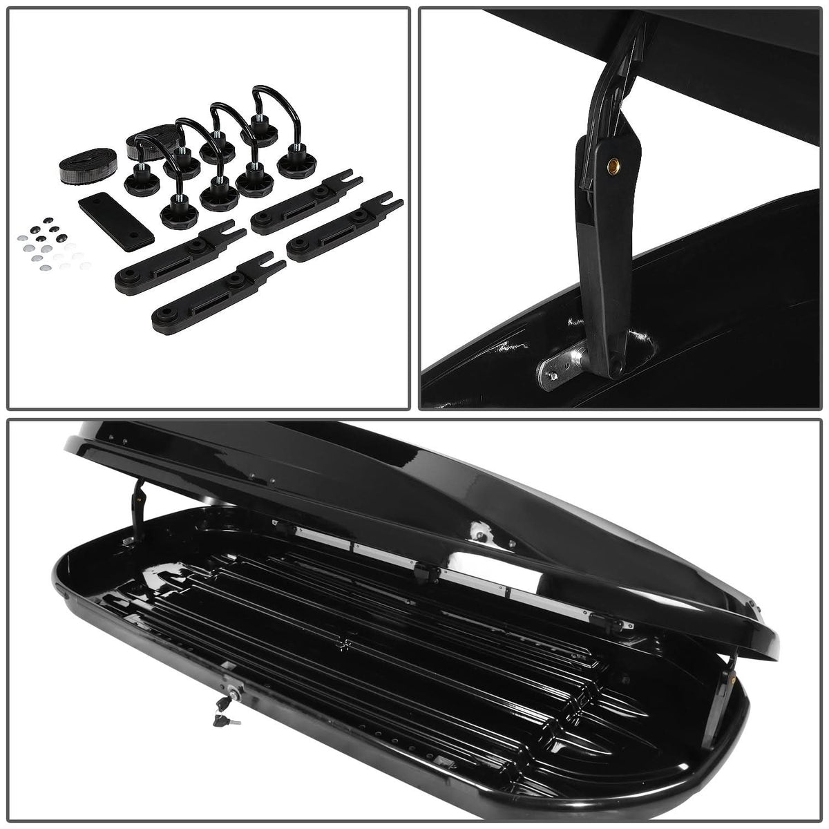 Universal 480L 79 Inch Roof Box - Glossy Smooth Black