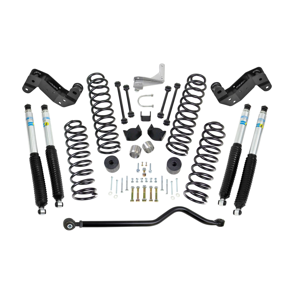 Jeep JK 4" Coil Spring Kit With Adjustable Track Bar, Caster Correction Bracket, Exhuast Spacer With Bilstein Shocks