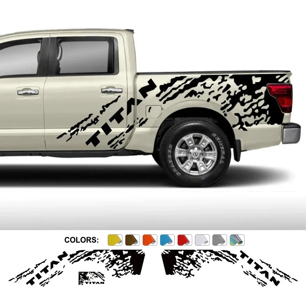 Splash Grunge Body Side Decal for Nissan Titan S / SL / SV / Platinum | 3-Piece Vinyl Truck Graphics