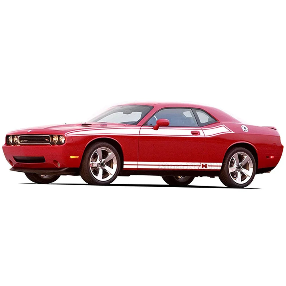 Full-Coverage Racing Stripe Kit | Door Side, Hood, Rear, Waistline & Skirt Vinyl Decal