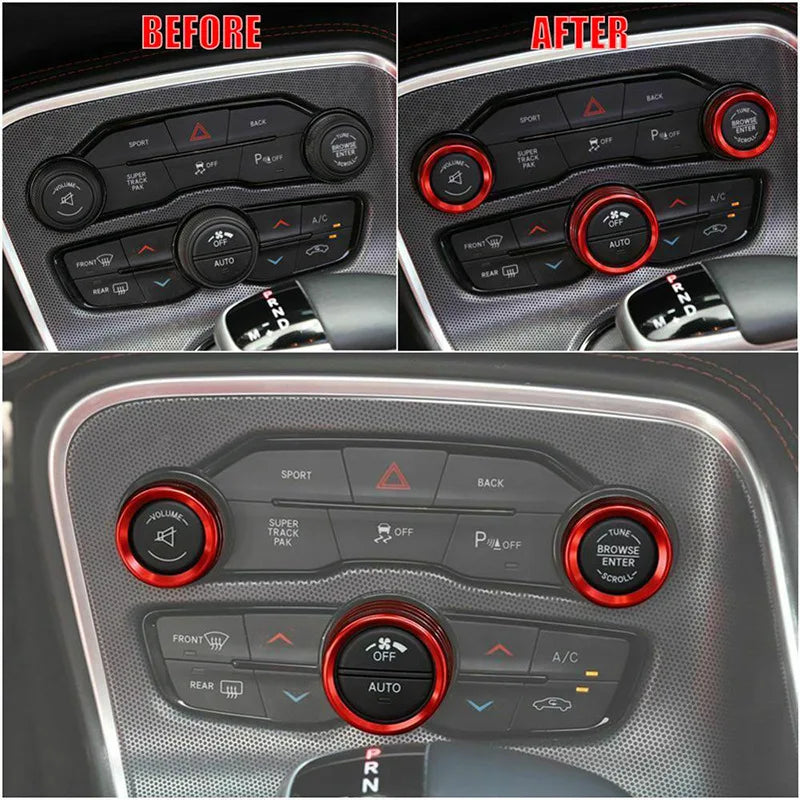 A/C Control Knob Volume Radio Switch Decoration Cover for Dodge Challenger / Charger | 3-Piece