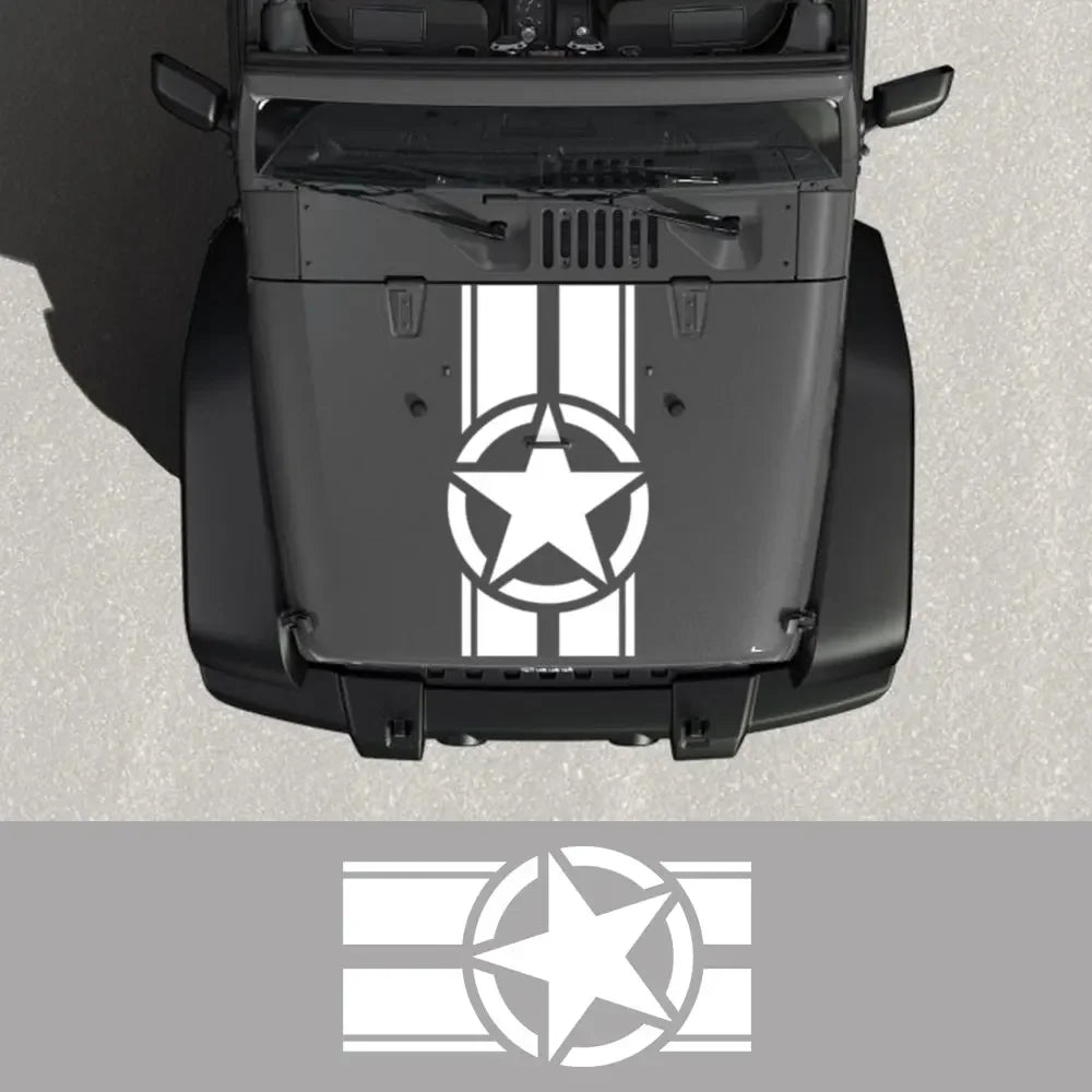 Jeep Hood Cover Decal – Pentagram Star Vinyl Sticker | Wrangler JK JL TJ, Renegade, Patriot, Trailhawk, Rubicon