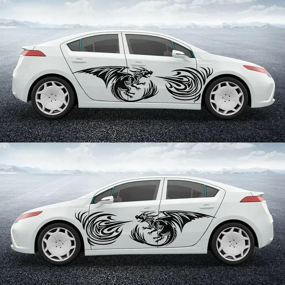Dodge Challenger Hellcat Vintage Running Cat Tribal Tattoo Door Decal – Vinyl Graphic | 7 Designs, Left / Right / Both Sides