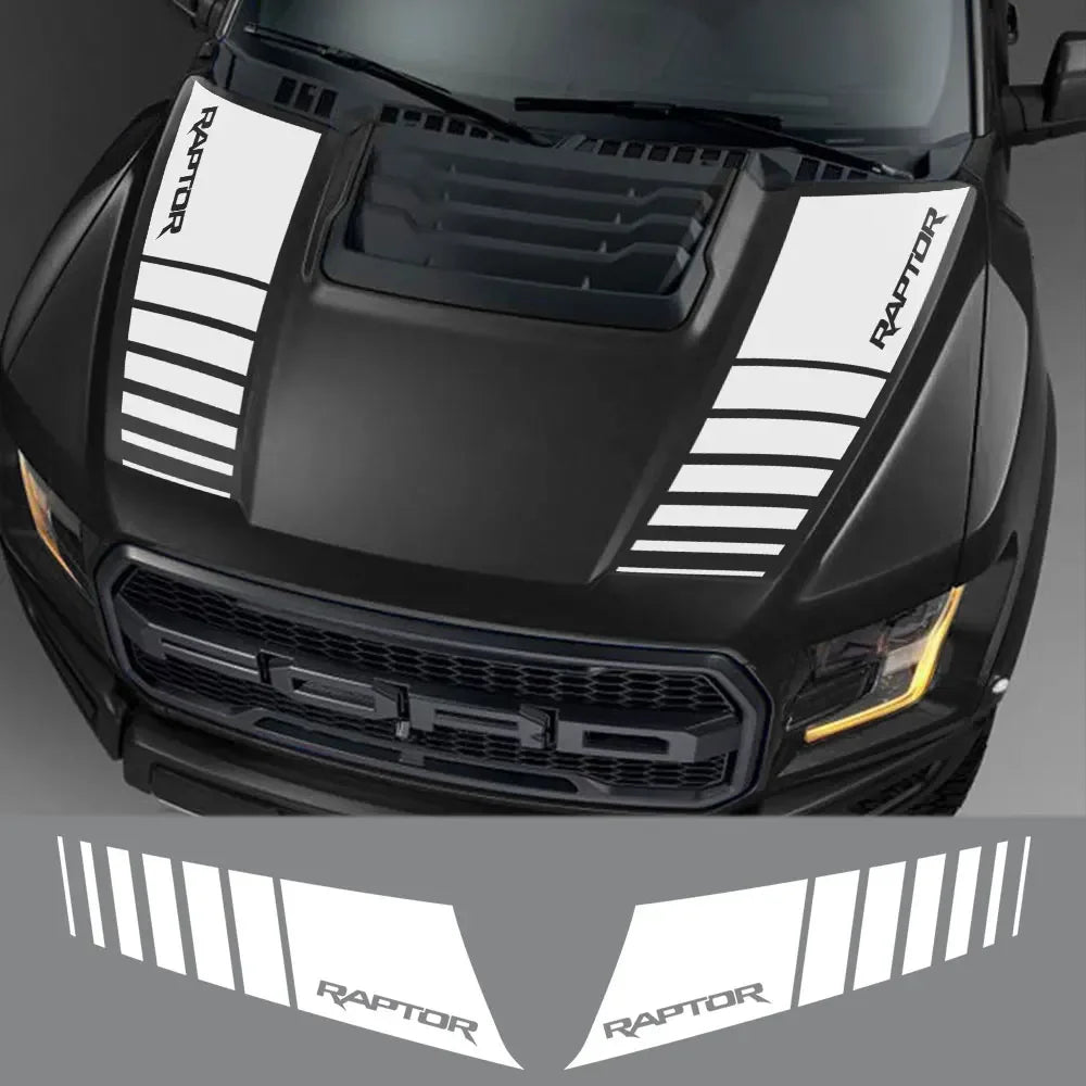 Ford Ranger Raptor & F-150 Hood Bonnet Decal Set – Vinyl Film Sticker (2 Pcs) | 2015–2020, 12 Finishes