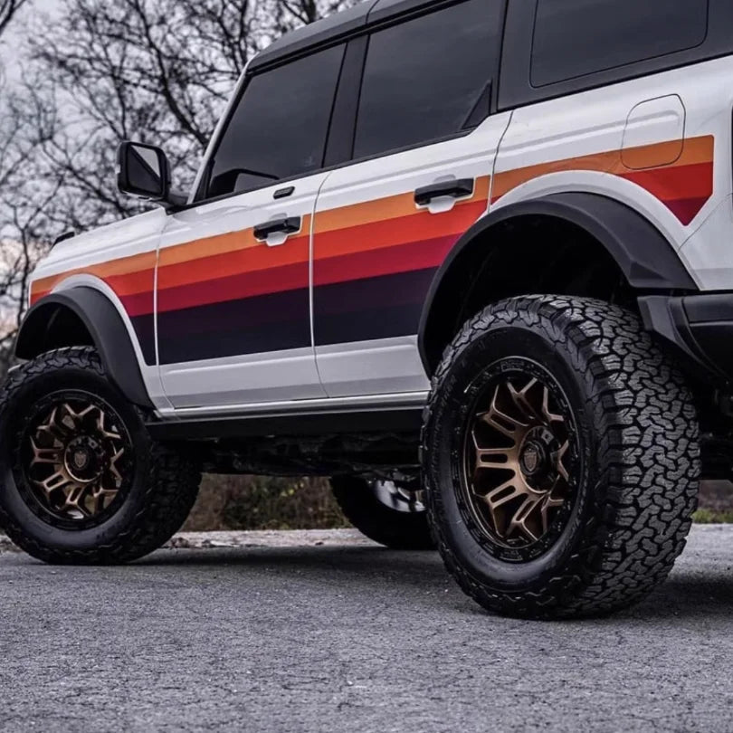 Retro Sunset Orange Waistline Stripe Decal for Ford Bronco | Custom Precut Vinyl Overlay