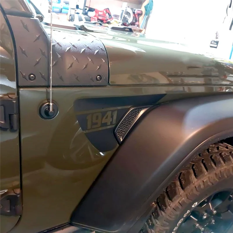 Jeep Wrangler JL & Gladiator JT Side Fender Vent “1941” Decal – Precut Black PVC Sticker (2018–2024)