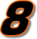 Custom Race Number Vinyl Sticker – Square Font, Black & Orange Border | 5 Sizes, Digits 0–9