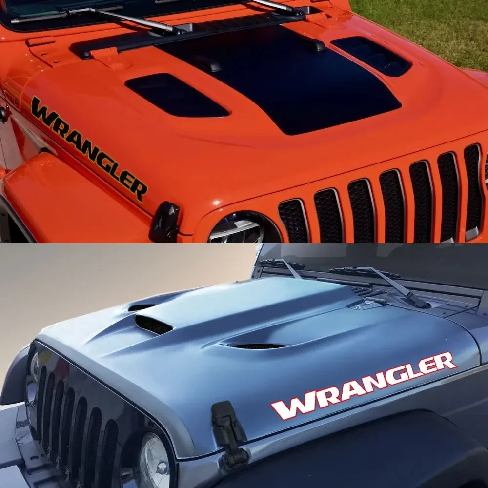 Jeep Wrangler Hood & Door Vinyl Decal – Engine Cover Bonnet Sticker | JK, JL, TJ, YJ, Unlimited, Sahara | 13 Colors